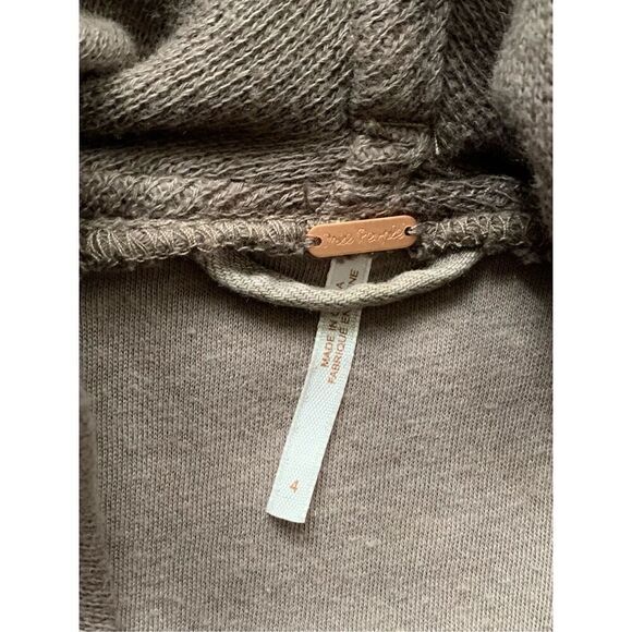 b5 Free People brown Boho Foated Drape Front Moto Jacket Coat sz 4 - Picture 4 of 9